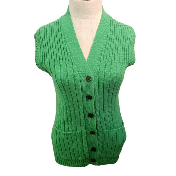 Kmart Jackets & Coats Vintage 7s Green Kmart Cardigan Cable Sweater